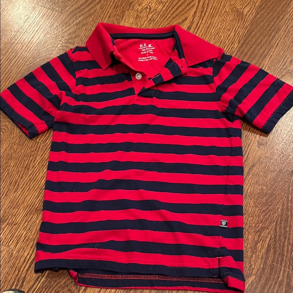 E.L.K. Red & Navy Stripe Polo Shirt